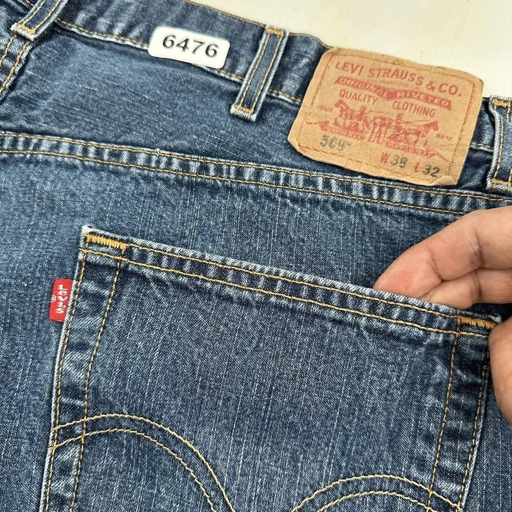 VTG Y2K Levi's 569 Loose Straight Jeans Men 38x32 Blue Baggy Medium Wash Skater